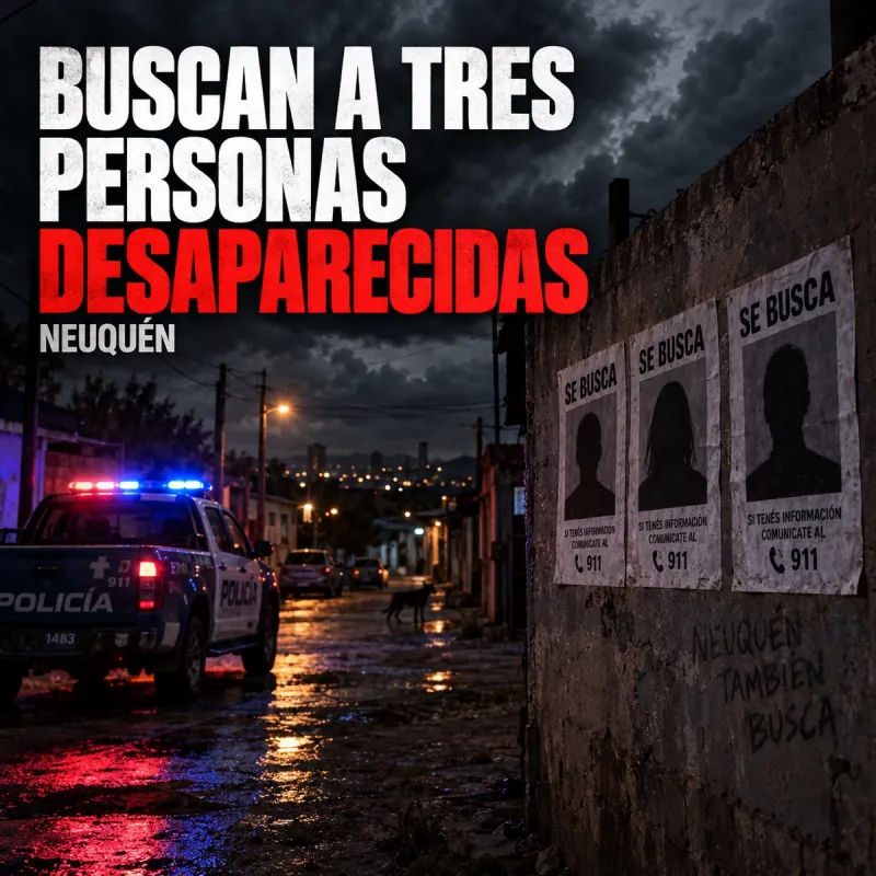 Buscan a tres personas desaparecidas en la ciudad de Neuquén