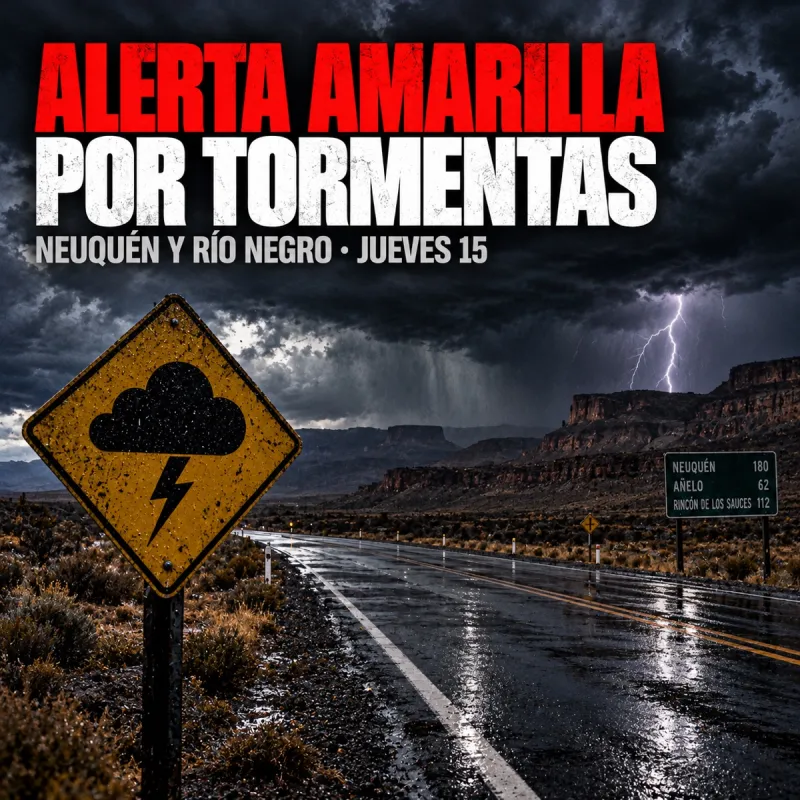 Jueves gris en Neuquén y Río Negro, con alerta amarilla por tormentas en el norte neuquino