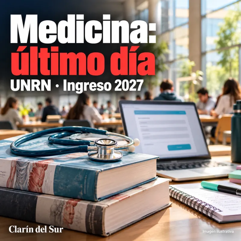 Ilustración de materiales de estudio de Medicina y una computadora con un formulario.