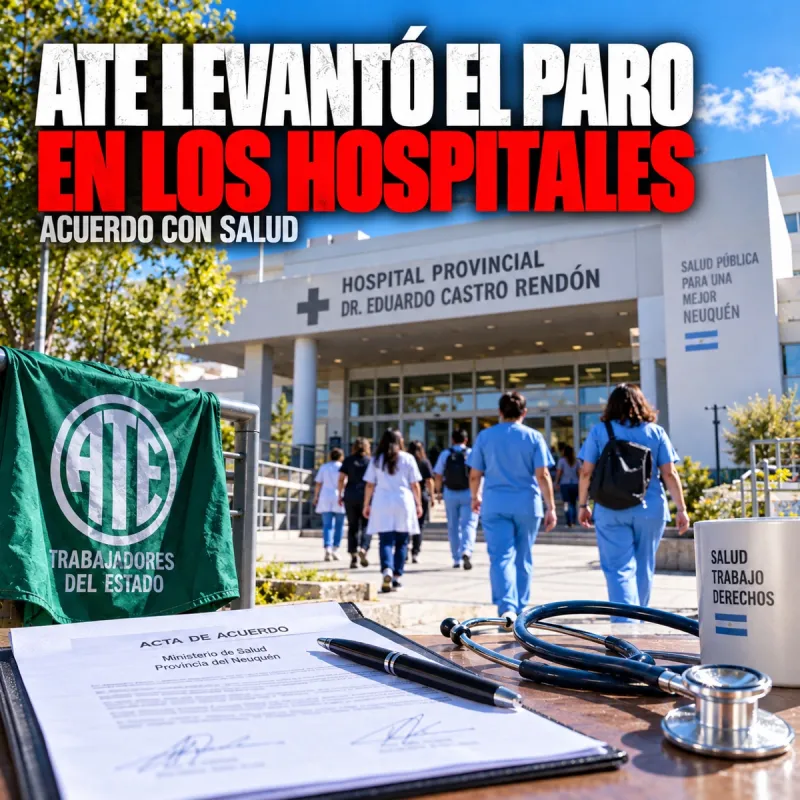 ATE levantó el paro en los hospitales de Neuquén tras firmar un acta con Salud