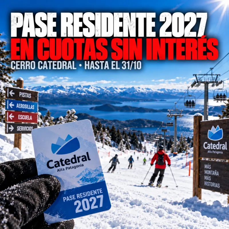 Cerro Catedral lanzó cuotas sin interés para comprar el Pase Residente 2027