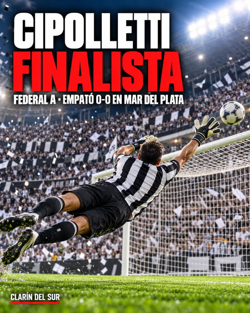 Ilustración de un arquero con camiseta blanca y negra volando para atajar en un estadio iluminado.